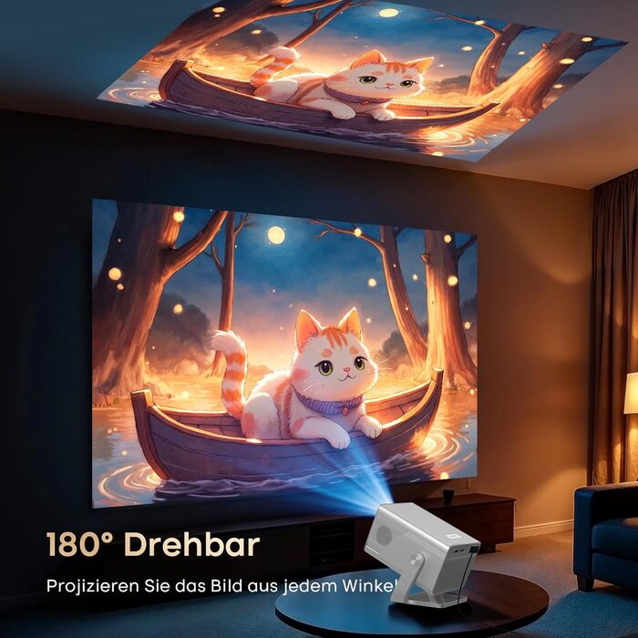 Magcubic Mini Beamer 4K/8K: Портативний проєктор з Android 14, WiFi 6, Bluetooth 5.4, Автофокус, Автоматична корекція трапеції, 180° поворот, 5W динамік, 800ANSI, HY350MAX