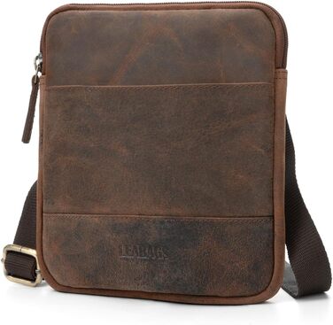 Чоловіча сумка через плече LEABAGS з натуральної шкіри, Vintage, 2.2 л, для роботи та повсякденного використання (Вишнево-коричневий)