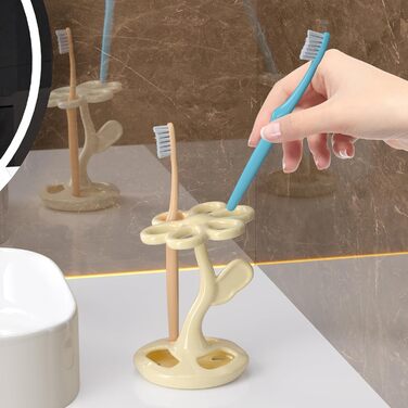 Тримач для зубних щіток та пензлів з кераміки, 6 відділень (сріблястий) (Mitch)