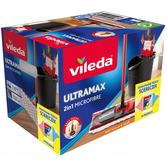 Набір для прибирання Vileda UltraMax: плоска швабра, відро та віджимач