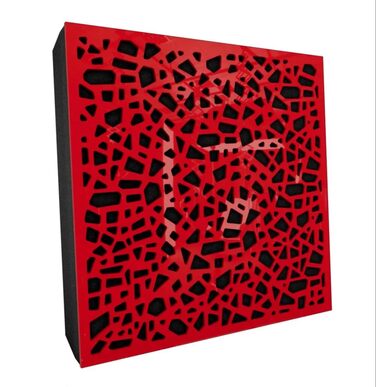 Набір акустичних панелей для звукопоглинання та дифузії 50x50x5 см, 4 шт, червоний глянцевий пластик