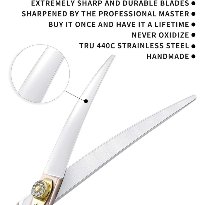 Професійна вигнута ножиця для грумінгу собак 7 дюймів Dream Reach - ножиці для догляду за шерстю собак та котів з японської сталі 440C