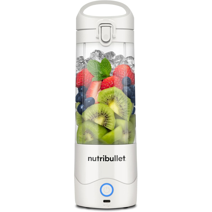 Nutribullet Immersion Blender, Immersion Blender, 475ml BPA-free, Mini-Mixer, Multi-Function Blender, USB-C Charger, over 15 blending cycles, White, NBP003W Portable White