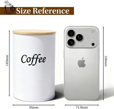 Набір з 2 кавових контейнерів (чорний та білий), 1000 мл, бамбукові кришки, для кавових зерен, меленої кави та капсул – подарунок для пар та поціновувачів кави