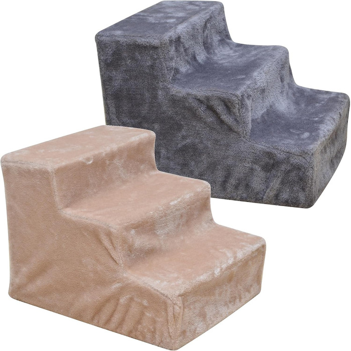 Сходинки для тварин ESTEXO: сходи для собак та котів, 3 сходи, плюшевий чохол, бежевий колір