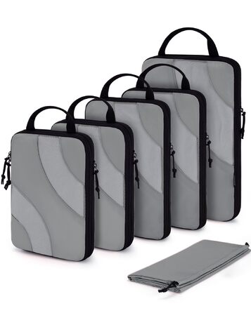 Органайзери для валізи BAGSMART компресійні (6 шт., сірий) - набір кубиків для подорожей та ручної поклажі