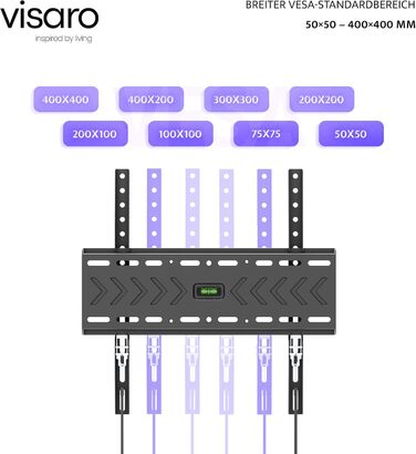 Настінне кріплення для телевізора Visaro WMF75 43-75 дюймів, LED/LCD/OLED, VESA 400x400, до 45 кг