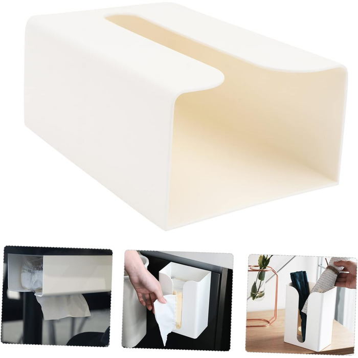 Cabilock Towel Dispenser Wall Tissue Box Wall Mount Under Table Cabinet No Trace Paper Towel Paper Hand Towel Folded Towel Storage Kitchen Bathroom Toilet Office White