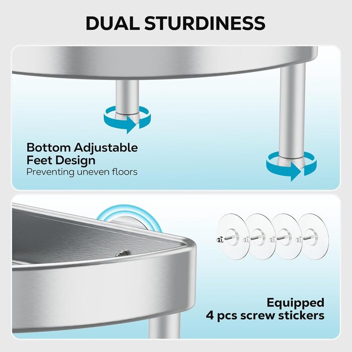 Поличка для душу Nieifi без свердління, кутова, з нержавіючої сталі, 4 яруси, чорна, для ванної кімнати та душу