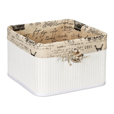 Relaxdays White Bamboo Storage Basket