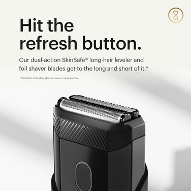The Handyman™ by MANSCAPED®: Travel Shaver, Lightweight Rechargeable Electric Shaver with USB-C Charging Cable for On-the-Go, Washable, with Long Hair Trimmer and Foil Shaver Head.