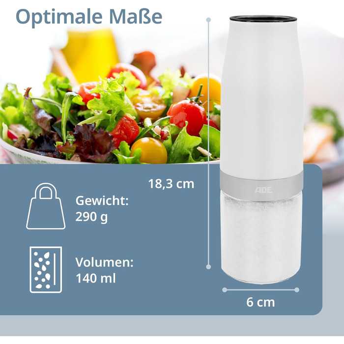 Electric Salt and Pepper Grinder Set of 2 with Tilt Sensor | Spice Grinder with Ceramic Grinder | Infinitely Adjustable | Salt, Pepper, Chili, Dried Herbs | Herb Grinder | with LED Lighting