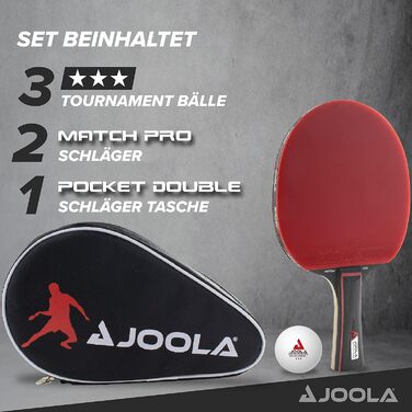 Набір для пінг-понгу JOOLA Duo Carbon 2/PRO 2: 2 ракетки, 3 м'ячі, чохол (червоний/чорний)