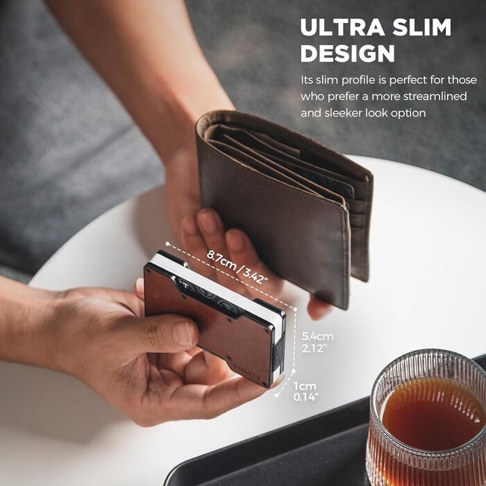 Чоловіче картхолдер VULKIT з кліпсою для грошей, металевий, тонкий, RFID захист, зелений (ретро шкіра)