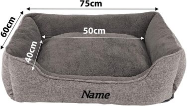 М'яке ліжко для собак Lionto знімний чохол, 75x60 см, сіре, для собак та котів