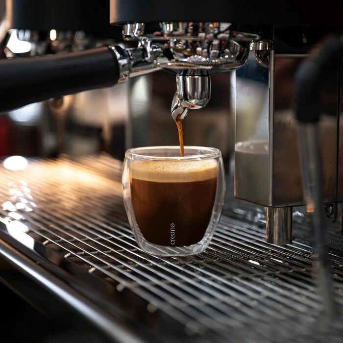 Creano PREMIUM double-walled espresso glasses 100ml - Set of 4 - Restaurant quality - 100% dishwasher safe - Thermoglass - Double-walled glass - NEW 2024