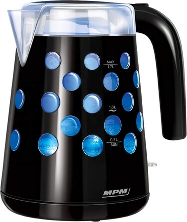 Електричний чайник MPM MCZ-85/G1, 1.7 л, без BPA, бездротовий, 360° обертання, антинакипний фільтр, автовимкнення, чорний, 2200W