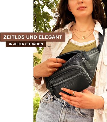 STILORD Велика шкіряна сумка на пояс Cognac - Вантажна сумка на ремінь для чоловіків, жінок та дітей - Ретро поясна сумка для бігу, фестивалів, подорожей Caspar Schwarz