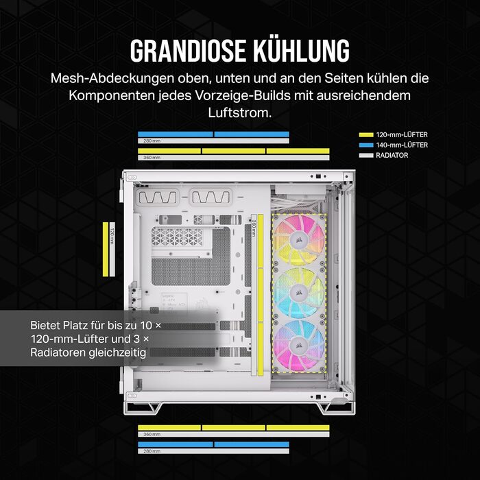 Корпус ПК CORSAIR 6500X RGB Mid-Tower ATX з двокамерним дизайном, великою гнучкістю охолодження та підтримкою материнських плат з перевернутим з'єднанням