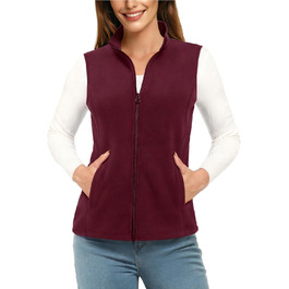 TACVASEN жіноча флісова жилетка для активного відпочинку, без рукавів, тепла жилетка з кишенями на блискавці, спортивна жилетка для жінок, колір: бордовий