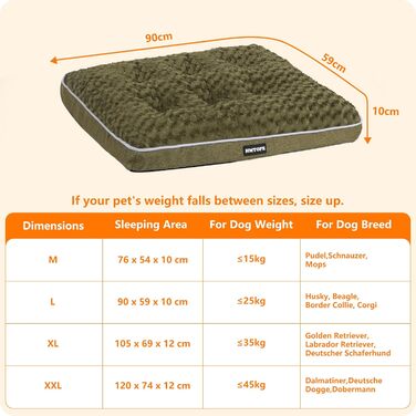 Ортопедичне ліжко для собак, килимок для собак з двошаровим дизайном, миється, знімний кошик для собак, 90 см для маленьких та середніх собак (89 x 59 x 10 см, оливковий)