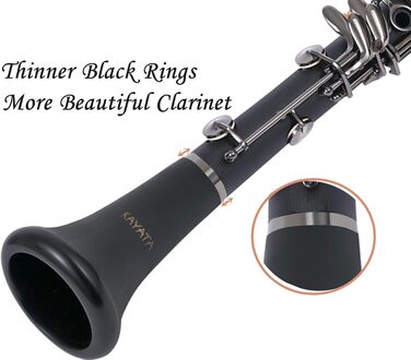 Кларинет KAYATA B з чорним ебонітовим корпусом, нікельовані клавіші, регульована підставка для великого пальця, кейс Deluxe Canvas чорний, нікель