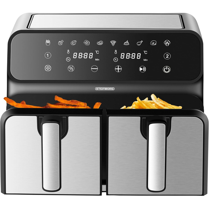 Багатофункціональна фритюрниця без олії | Air Fryer з 2 камерами | Міні-печі Air Fryer 4-в-1 | Фритюрниця, дегідратор, гриль, духовка