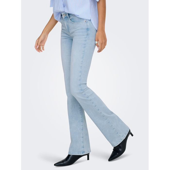 Джинси жіночі клешені ONLY BLUSH середньої посадки (L/32L, світло-блакитний денім)
