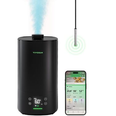 Зволожувач повітря VIVOSUN для рослин 5л Smart, AeroStream H05, 24dB, 360° Cool Mist, 50H, Top-Fill, Ультразвуковий, для гроу-тенту/гроубокса