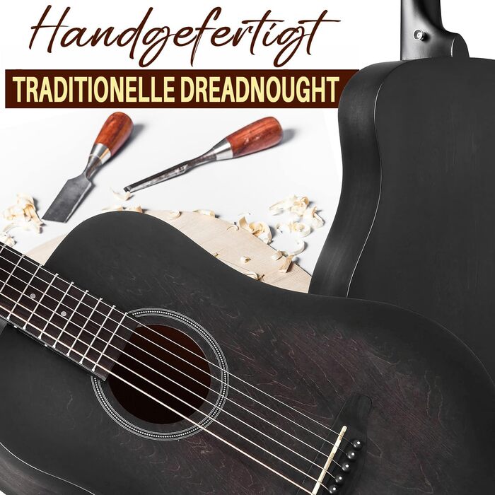 Акустична гітара Pyle для дітей та початківців, ½ розміру, з аксесуарами, чорна матова, 86 см