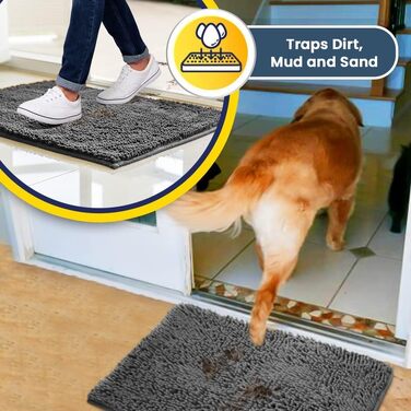 Гігроскопічний килимок для дому та домашніх тварин Muddy Mat, мікрофібра, антиковзаючий, сірий, 76,2 x 48,3 см
