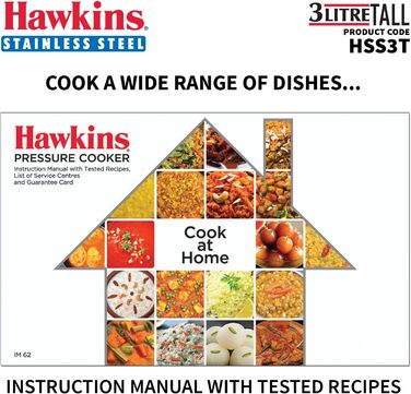 Hawkins Modell B 3 33 Hard Shell Cover L High Stainless Steel Pressure Cooker, small, silver