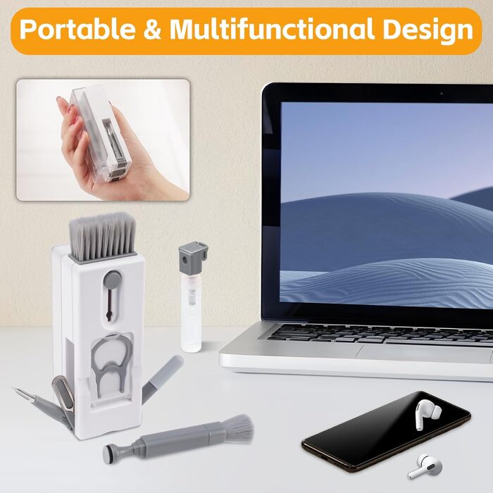 Набір для чищення клавіатури Alyvisun 11 в 1: для ноутбука, телефону, планшета, комп'ютера. Сірий