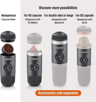 WACACO Nanopresso Portable Espresso Machine, with Nanopresso S Case, Upgrade Version of Minipresso, Travel Coffee Machine, Manually Operated (New Items Moss Green)