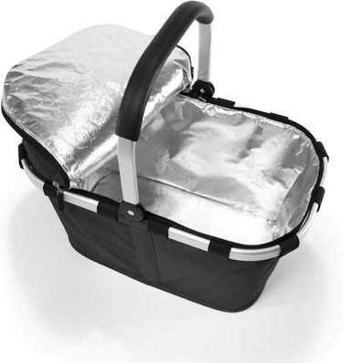 reisenthel Carrybag Iso in Black – Stable shopping bag with cooling function – Elegant and water-repellent design with a lockable lid