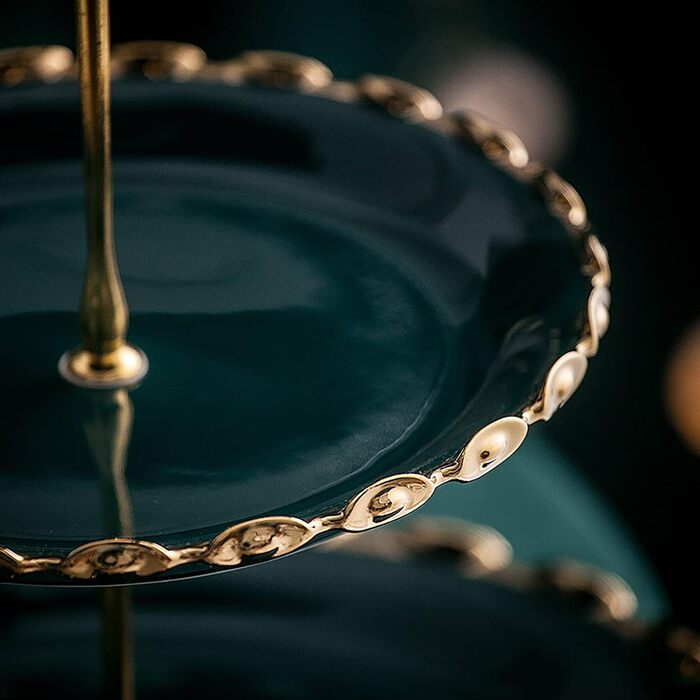 Керамічна підставка для капкейків YA JU на 3 яруси, 3-ярусна вежа для випічки, підставка для десертів, цукерок, фруктів, Candy Bar, вечірки, декор, найкращий подарунок (Зелена)