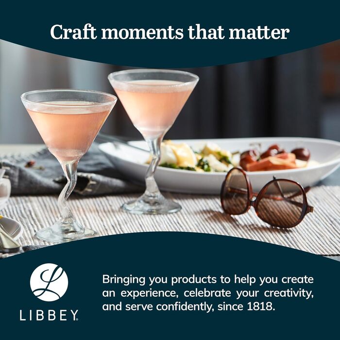 Бокали для Мартіні Libbey Z-Stem, 266 мл, прозорі, набір 4 шт.