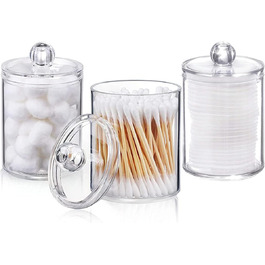 Набір контейнерів для ватних дисків та паличок з акрилу, 3 шт. Прозорий органайзер для макіяжу з кришкою, для ванної кімнати