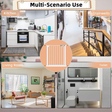 Дитячий захисний бар'єр UBRAVOO для дверей та сходів, 100 см, безпечний, автоматичне закриття, трикратне блокування, для дому та тварин, білий (85-94 см)