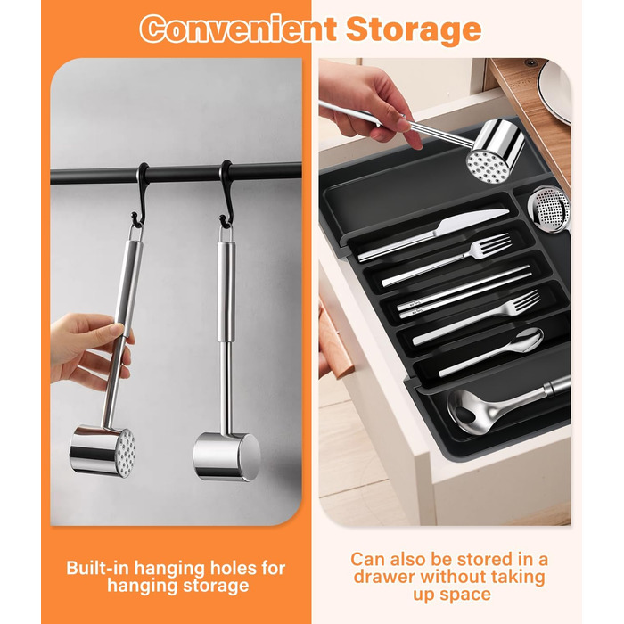 Fleischhmmer Bixury 27 см з нержавіючої сталі: подвійний молоток для м'яса з ребристою поверхнею для шніцелів, котлет, стейків, яловичини, свинини, курки (срібний)