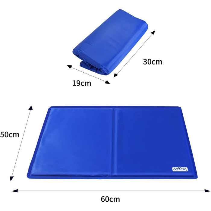 Кühlmatte Nobleza - Самостійно охолоджуючий килимок для собак, котів, цуценят. Розмір 65x50 см, блакитний.