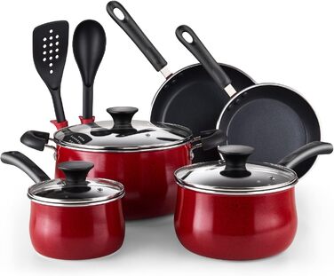 Набір антипригарних сковорідок Cook N Home, 3 шт, індукційні, мармурово-червоні, 20,3/24,9/27,9 см, преміум якість