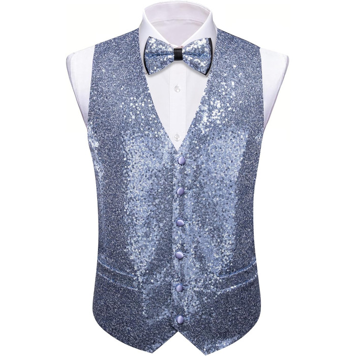 Блакитна жилетка для чоловіків Barry.Wang з паєтками, метеликом, комплект, блискуча, для вечірок, фестивалів, дискотек, випускного, XL