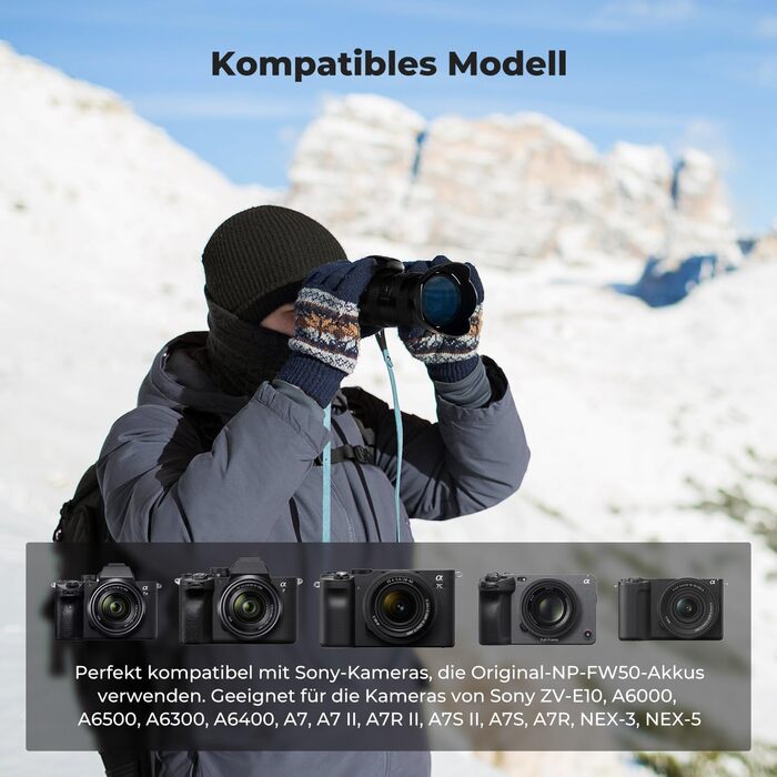 Зарядний пристрій та акумулятор K&F Concept NP-FW50 (2 шт.) для Sony (1100mAh)