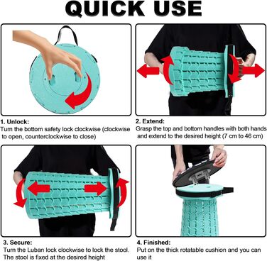 Складний стільчик Alevmoom для кемпінгу та відпочинку на природі: телескопічний, легкий, 600lbs, селадоновий