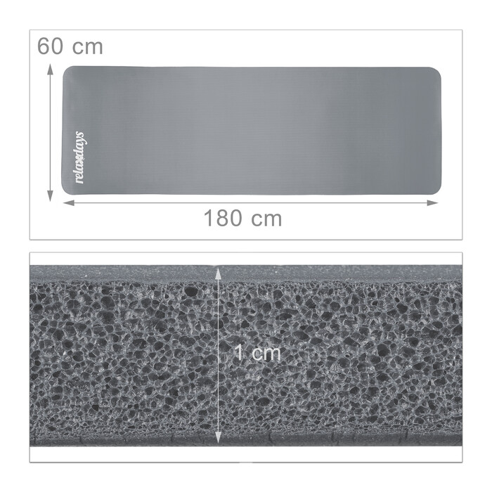 Relaxdays Yoga Mat, 1 cm thick, solid color