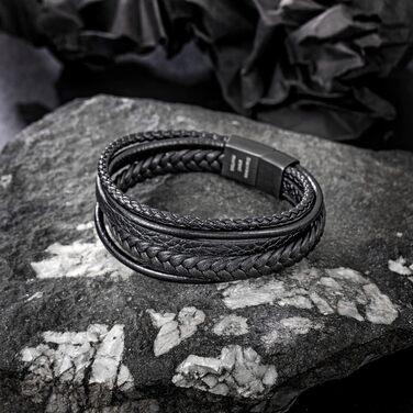 Чоловічий шкіряний браслет Speroto Premium з магнітним застібкою (чорний/коричневий, 23 см)