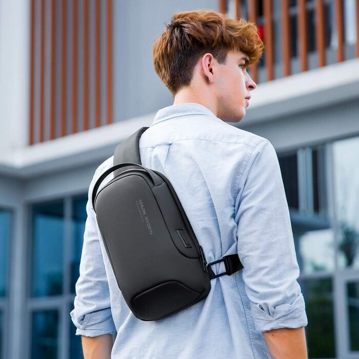 Водонепроникна сумка-слінг Mark Ryden Crossbody проти крадіжок для чоловіків та жінок, сумка через плече для подорожей, під планшет 9.7' iPad, чорна