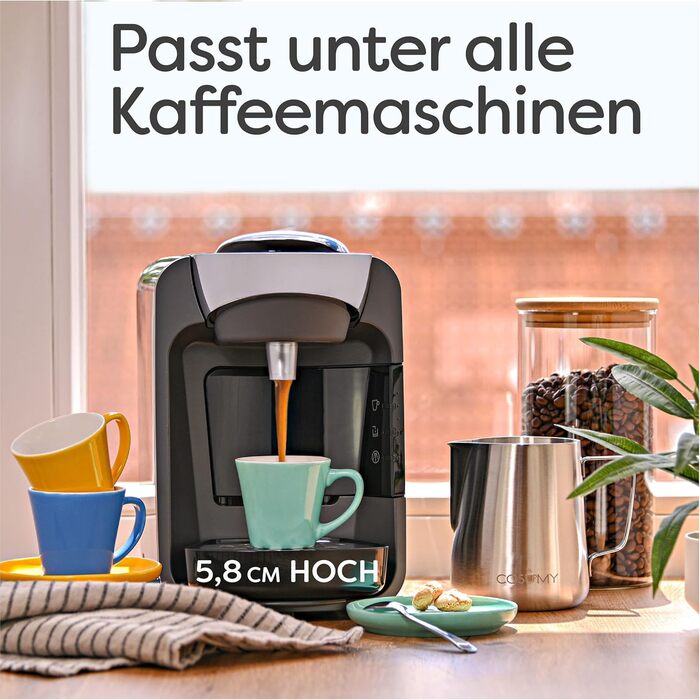 Набір чашок еспресо Cosumy 6 шт. з підставками - кераміка, кольорові, 70 мл, з можливістю складання, зберігає тепло, сучасний дизайн, подарункова коробка