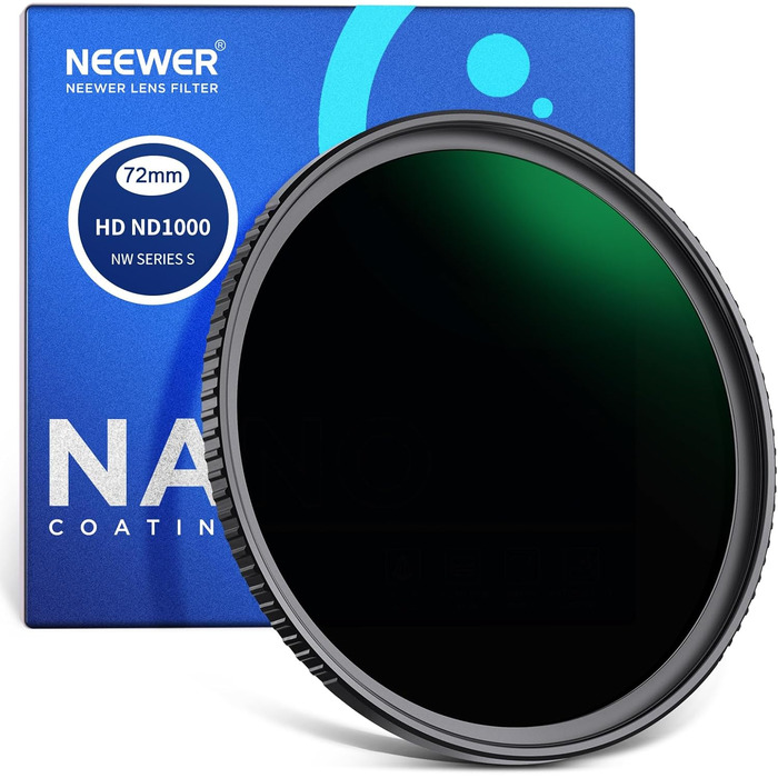 Фільтр ND1000 NEEWER (10 ступенів) - нейтральний, з нанопокриттям, HD скло, 72mm